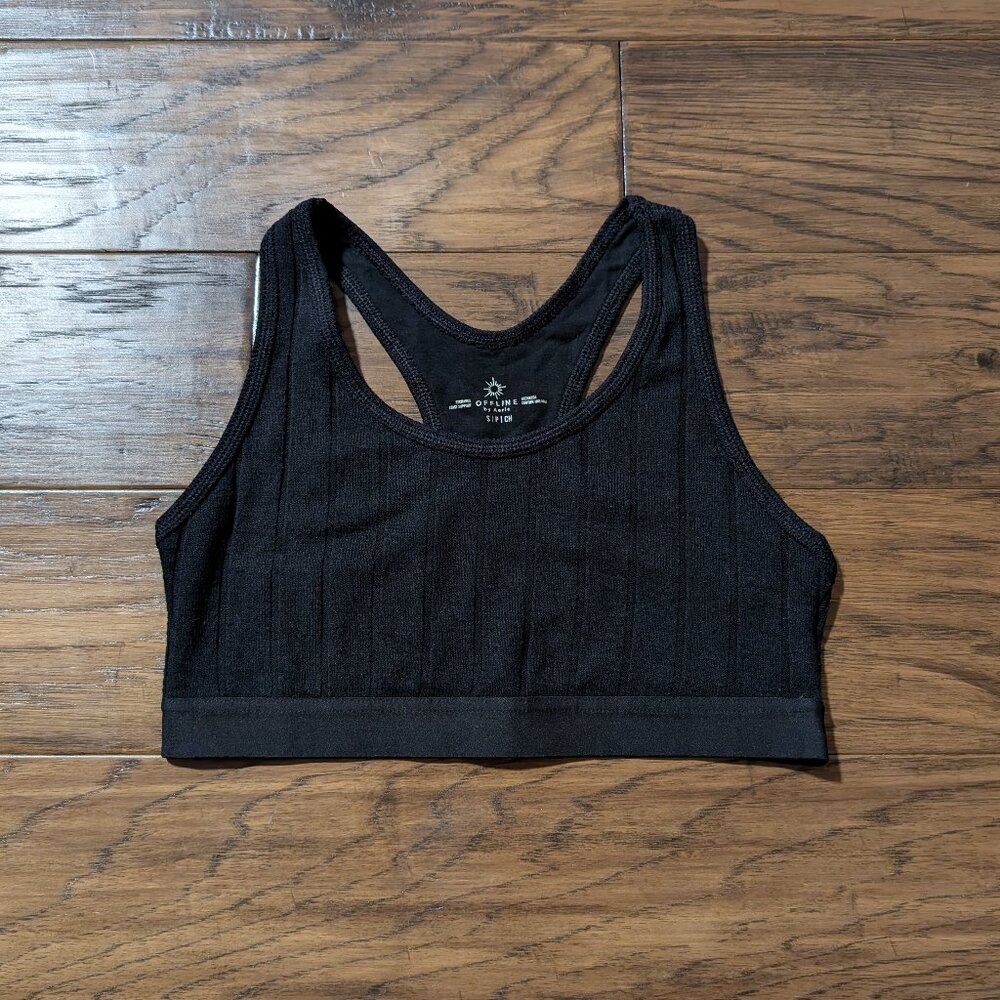 aerie Recharge lounge bra bralette ribbed black size small
